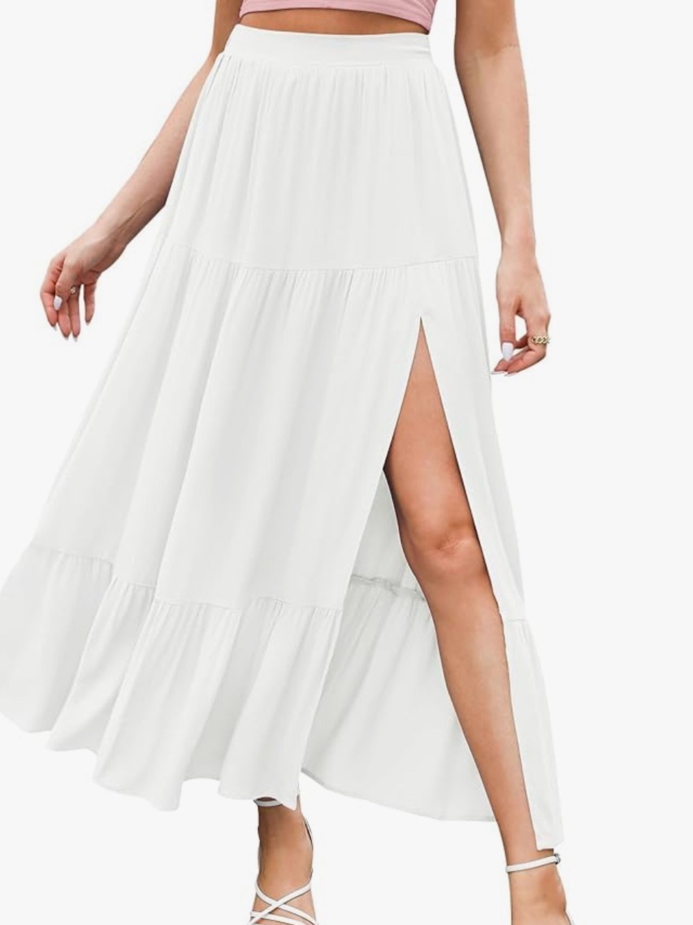 White Maxi Skirt with Side Slit